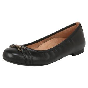 Vionic Delaney Black Leather Ballet Flat Size 7